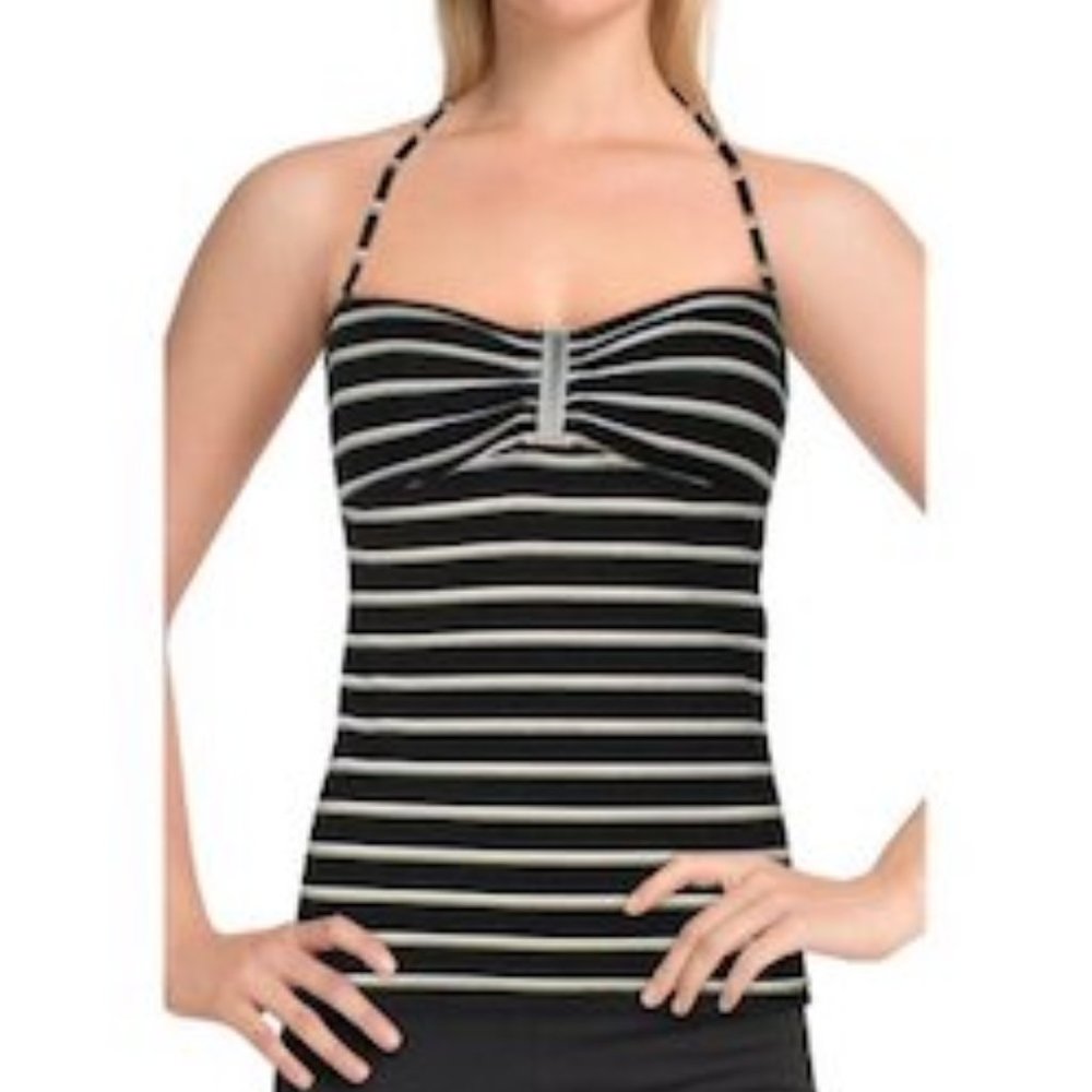 Lauren Ralph Lauren Striped Ring-Front Bandeau Tankini